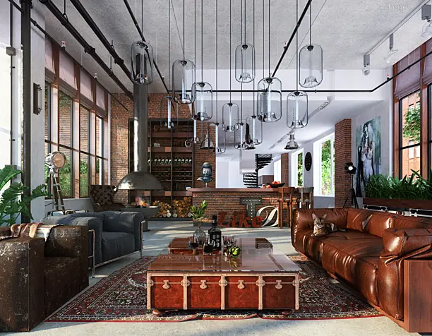 Loft для мужчины с котом