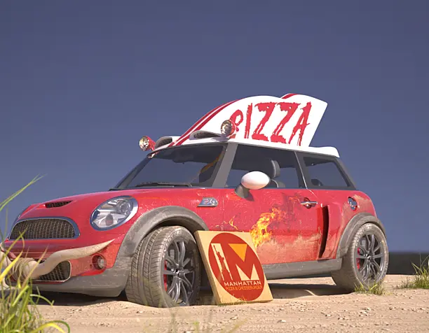 Mini Cooper для службы доставки пиццы