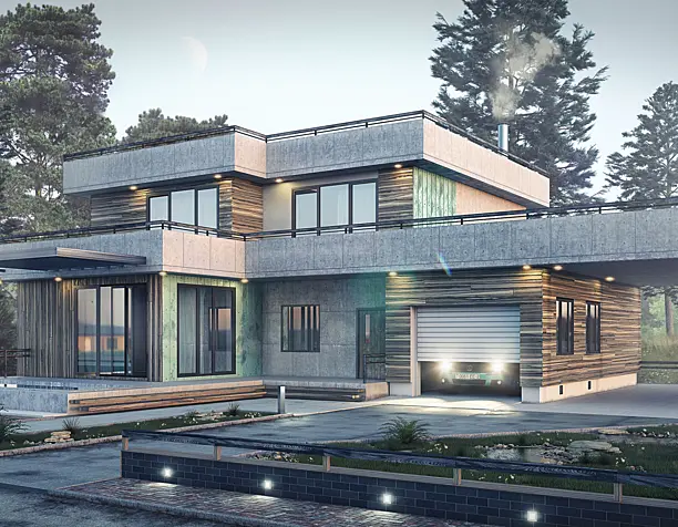 Визуализация проекта загородного дома ( ULMUS Group )