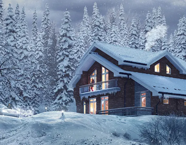 Winter house in the forest