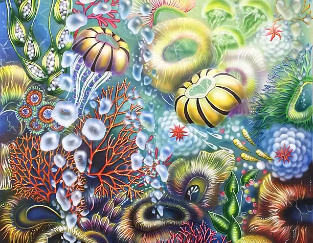 Sea bubbles , холст , аэрограф