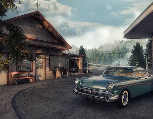Vintage Gas Station