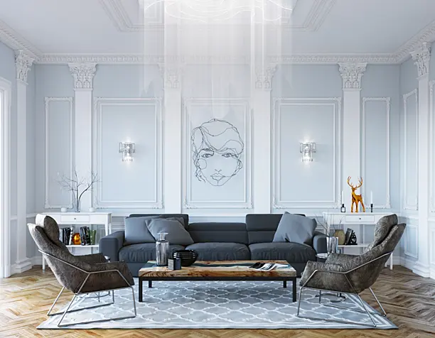 Interior livingroom in eclectic style