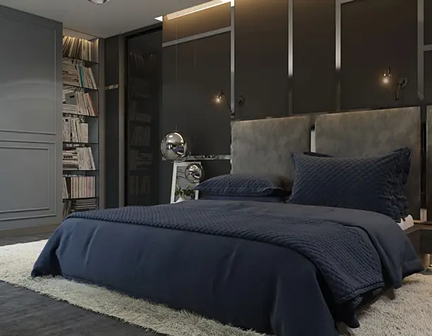 Deep gray bedroom
