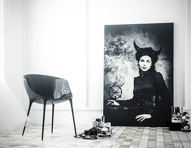 Сarbon Сhair and Woman Demon B&W
