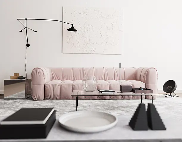 Making of white minimalist interior.