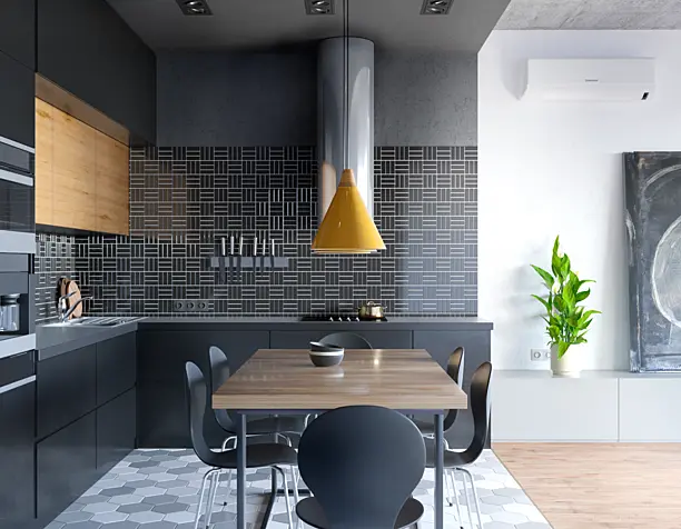 Kitchen in black tones