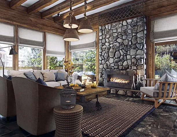 Log house interior
