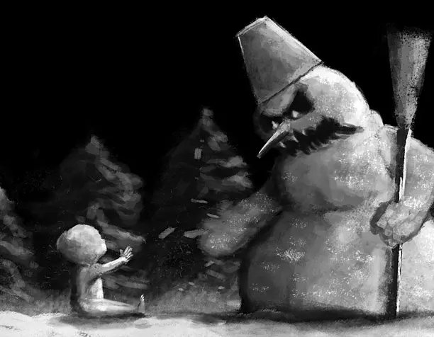снеговик и ребенок