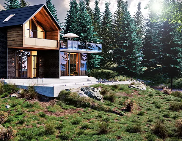 Modern house deep in the forest