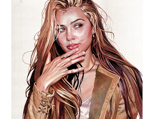 Golden Portrait. Watercolor.