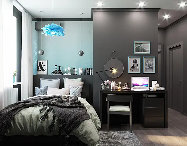 "Ikea" style bedroom. Black edition
