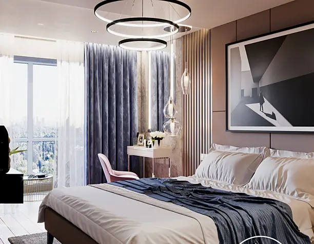 Cozy bedroom in natural colors
