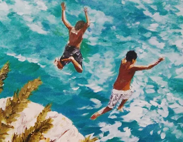 "Прыжок в воду"  "jump in the sea"