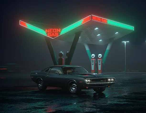 Neon Gas Station
