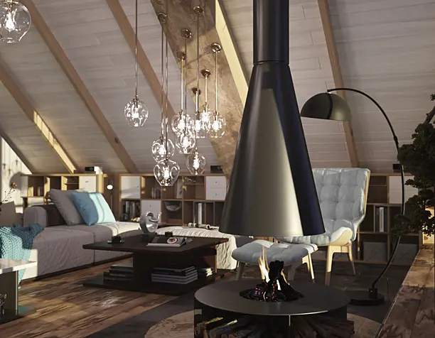 Living room in barn house