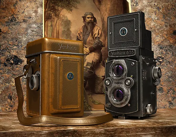 Среднеформатная двухобъективная зеркальная фотокамера Yashica.