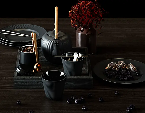 Royal Copenhagen - BLACK FLUTED SET (сделано по референсу)