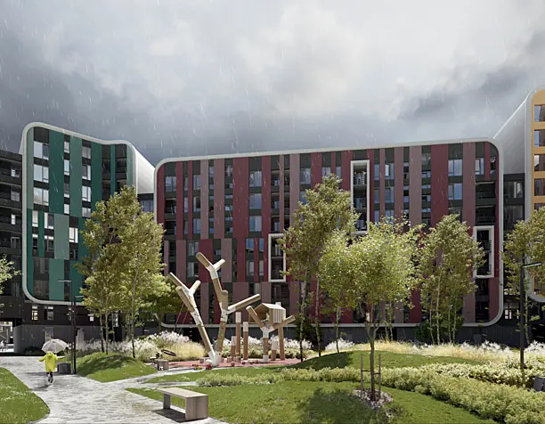 Architecture visualization of the courtyard