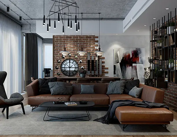 Modrn Loft Living room & kitchen