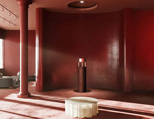 Red Interior shot of museum