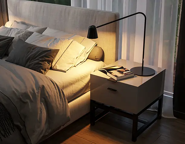 THE INTERIOR OF A HOTEL ROOM