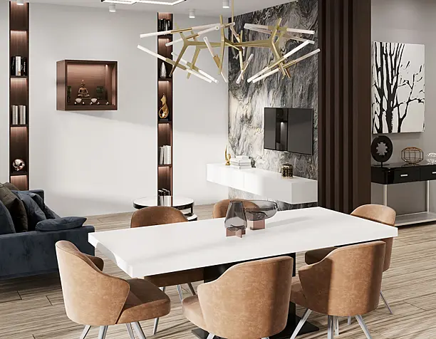Living room and kitchen