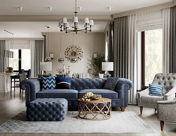 Living room and kitchen