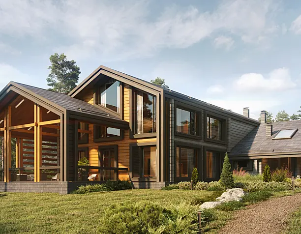 House in a pine forest