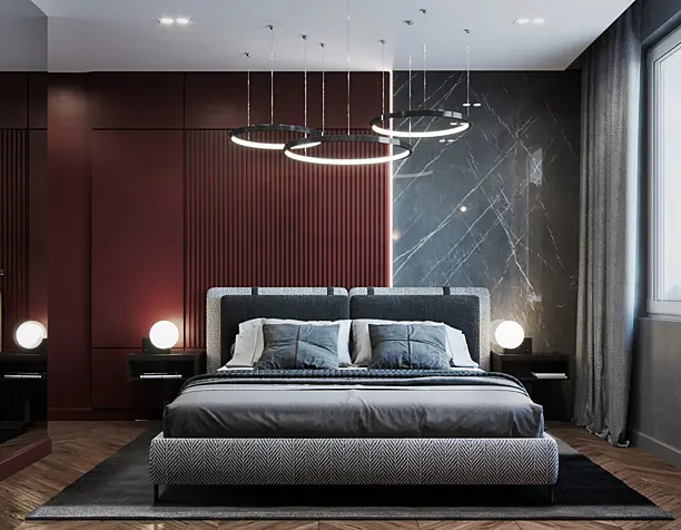 Burgundy bedroom