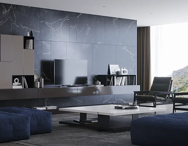 Black marble living room