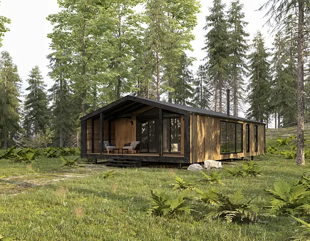 Wood house.
