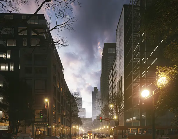 American street, night.