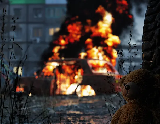 Burning car