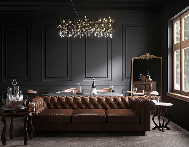 classic dark living room
