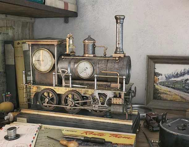 FRENCH INDUSTRIAL LOCOMOTIVE AUTOMATON CLOCK A.R. GUILMET
