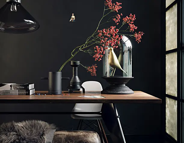 Mid Century Dark Interior (сделано по референсу)