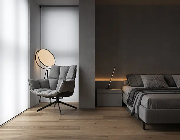 CONCRETE bedroom in a residential complex