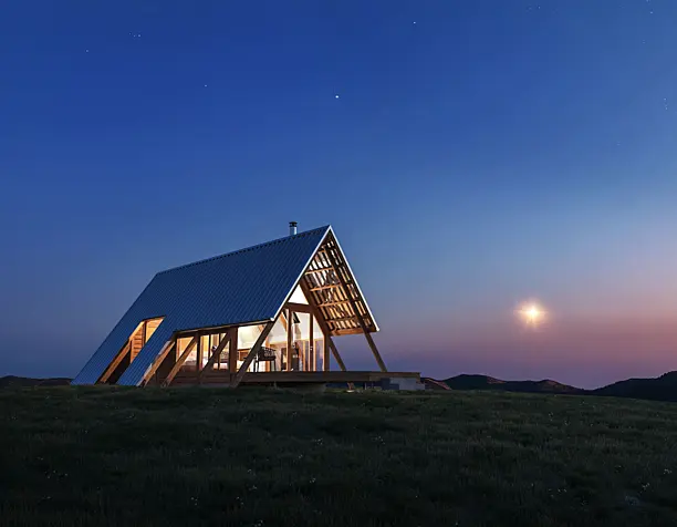 Cabin in fields (сделано по референсу)