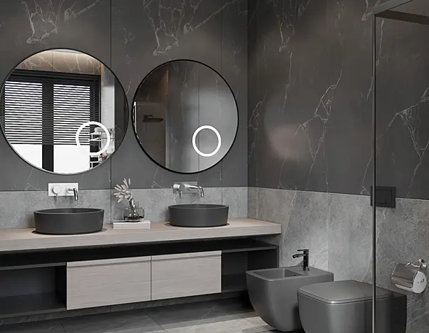Bathroom in dark shades