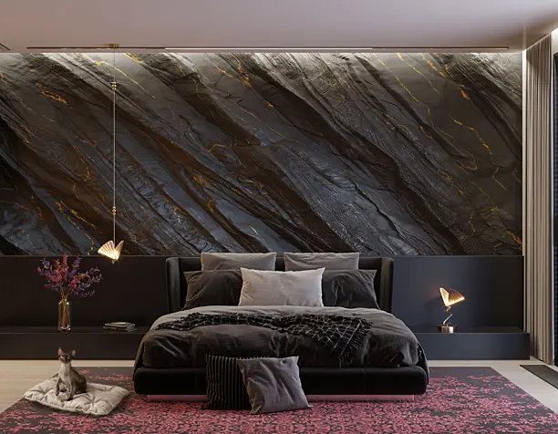 The bedroom in shades of wine