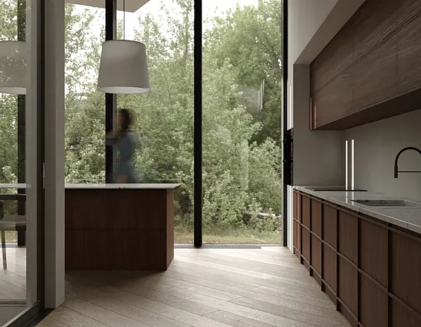 Wood modern kitchen design | visualisation