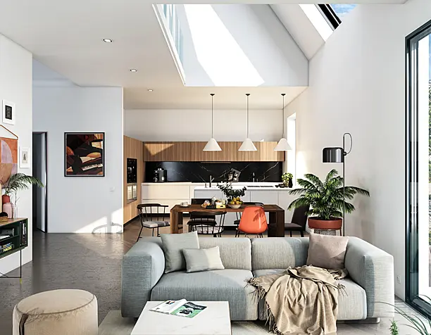 Living room with Vitra Sofa Modular two-Seaters