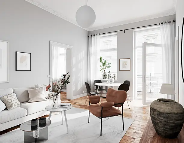 Scandinavian interior with warm accents (сделано по референсу)