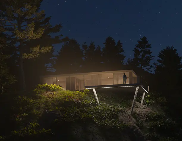 Concrete house in the forest