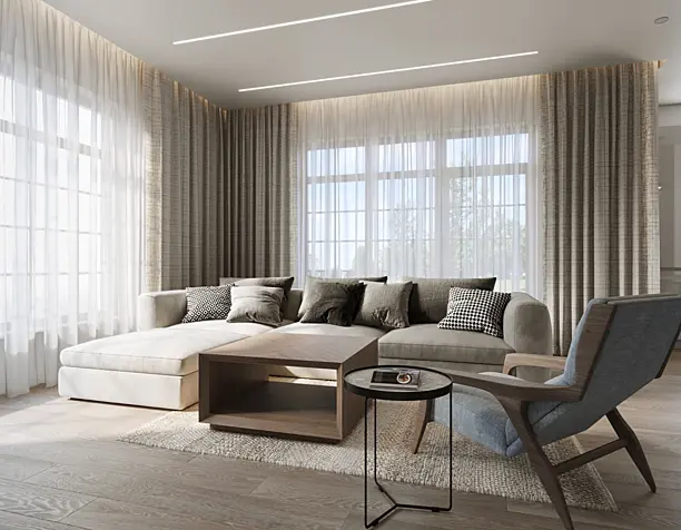 living room, kitchen