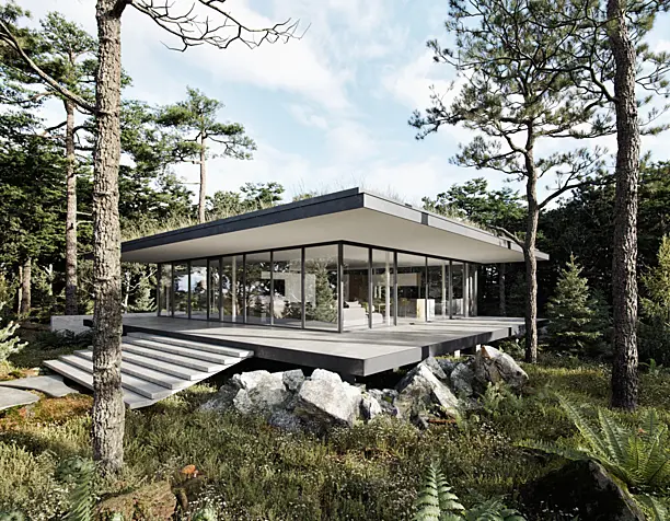 Architect House in a Pine Forest (сделано по уроку)