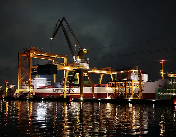 Night loading lights in  seaport