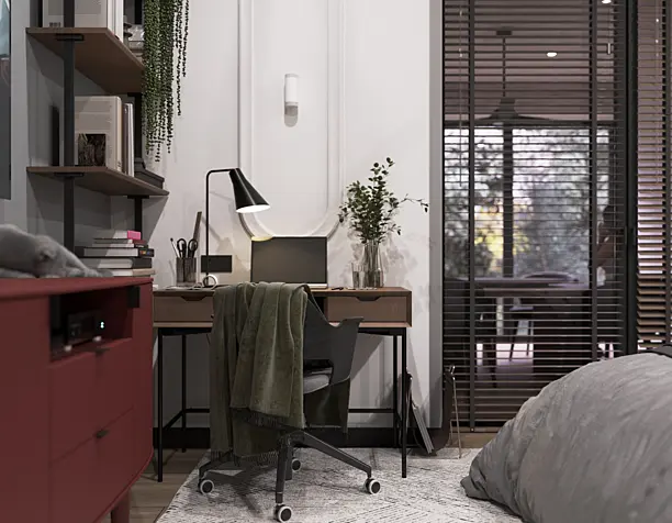 Bedroom with workspace