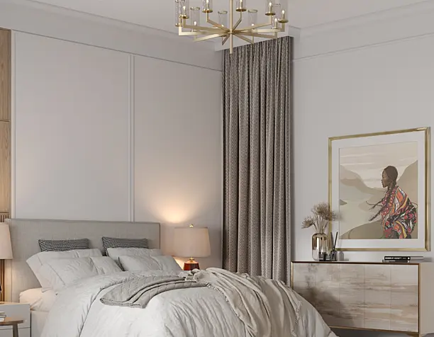Bedroom in Royal Gardens apartments